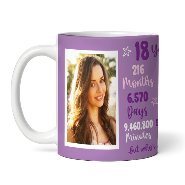 18th Birthday Gift For Teenage Girl Purple Photo Mins Seconds Personalised Mug