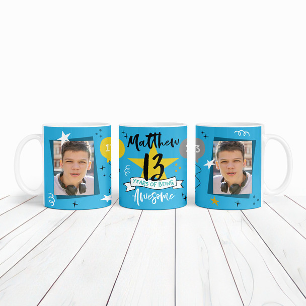 13 Years Photo Blue 13th Birthday Gift For Teenage Boy Personalised Mug