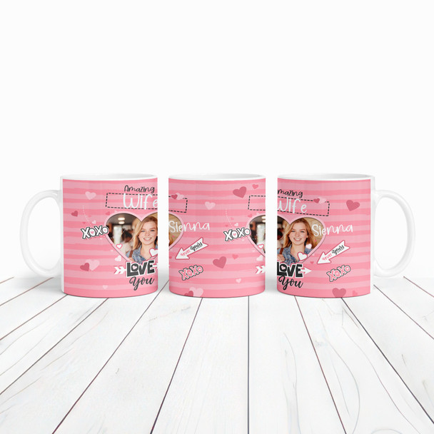 Amazing Wife Gift Pink Heart Photo Frame Tea Coffee Cup Personalised Mug