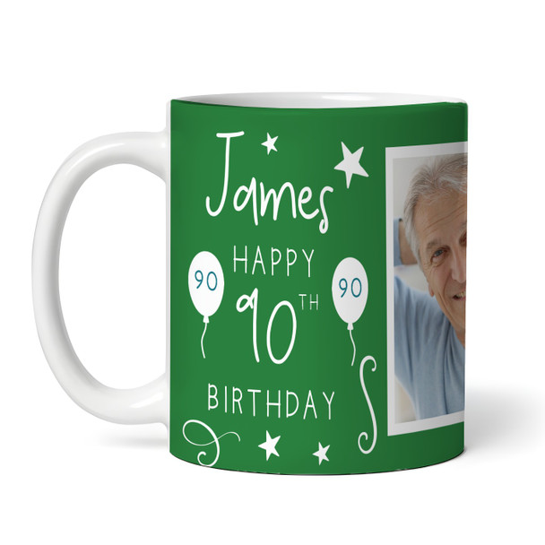 90th Birthday Gift For Him Green Photo Mins Seconds Tea Coffee Personalised Mug