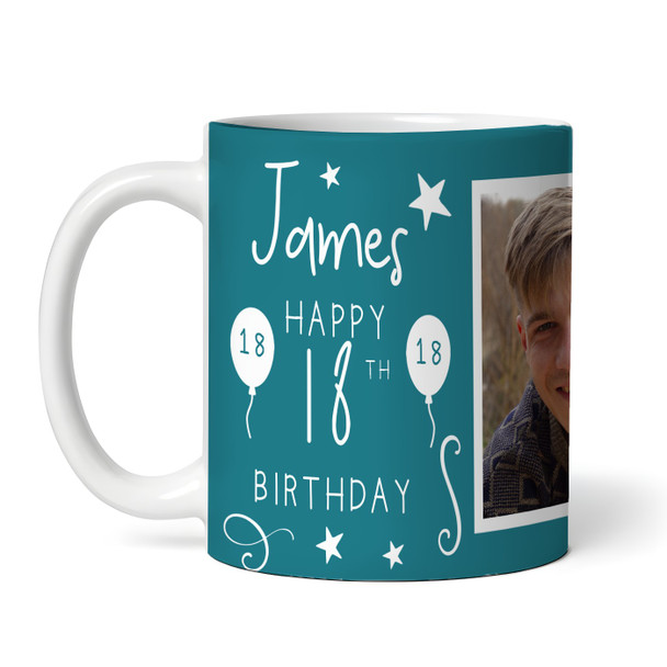18th Birthday Gift For Teenage Boy Teal Photo Mins Seconds Personalised Mug