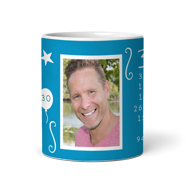 30th Birthday Gift For Him Blue Photo Mins Seconds Tea Coffee Personalised Mug