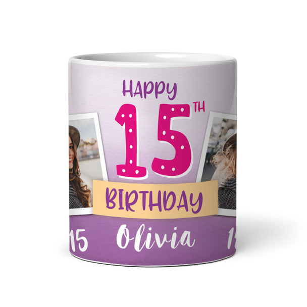 15th Birthday Gift For Girl Balloons Photo Tea Coffee Cup Personalised Mug