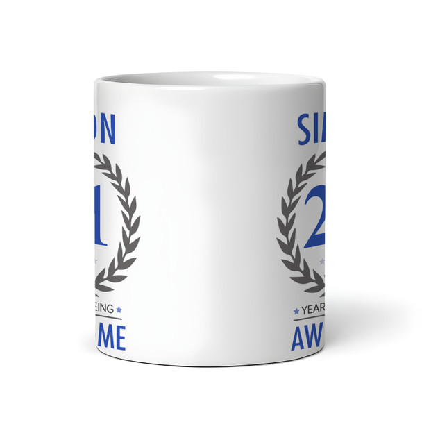21st Birthday Gift For Man Blue Male Mens 21st Birthday Present Personalised Mug