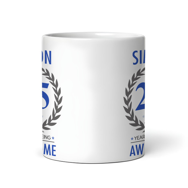 25th Birthday Gift For Man Blue Male Mens 25th Birthday Present Personalised Mug