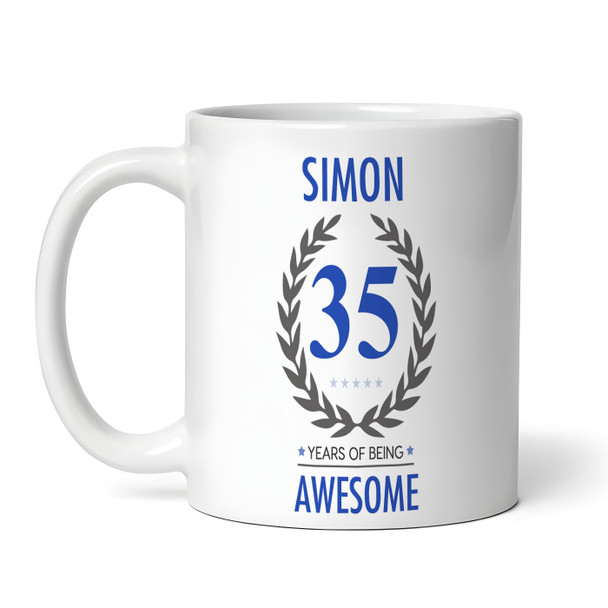 35th Birthday Gift For Man Blue Male Mens 35th Birthday Present Personalised Mug