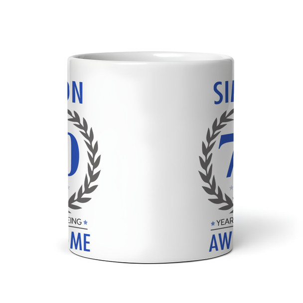 70th Birthday Gift For Man Blue Male Mens 70th Birthday Present Personalised Mug
