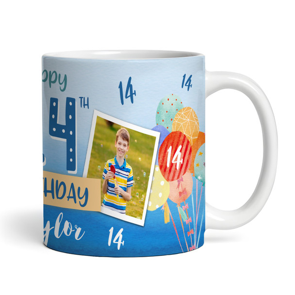 14th Birthday Gift For Boy Balloons Photo Tea Coffee Cup Personalised Mug