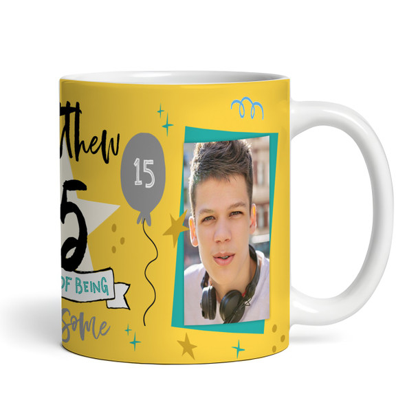 15 Years Photo Yellow 15th Birthday Gift For Teenage Boy Personalised Mug