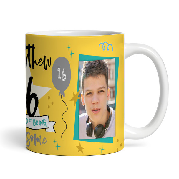 16 Years Photo 16th Birthday Gift For Teenage Boy Yellow Personalised Mug