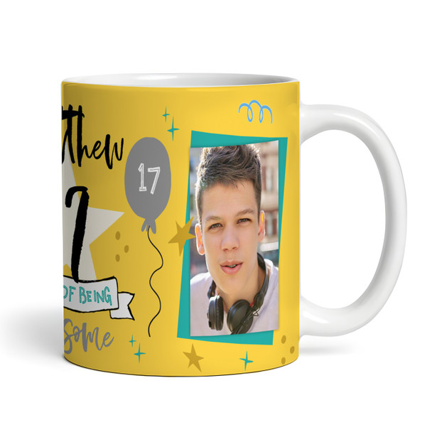 17 Years Photo 17th Birthday Gift For Teenage Boy Yellow Personalised Mug