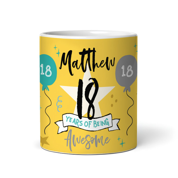 18 Years Photo 18th Birthday Gift For Teenage Boy Yellow Personalised Mug