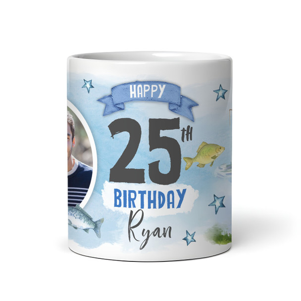 25th Birthday Gift Fishing Present For Angler For Him Photo Personalised Mug