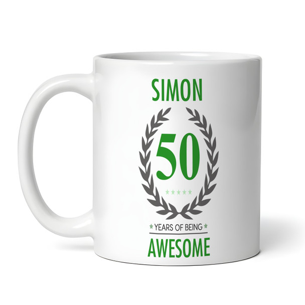 50th Birthday Gift For Man Green Male Mens 50 Birthday Present Personalised Mug