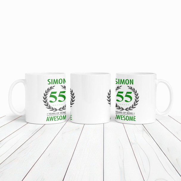 55th Birthday Gift For Man Green Male Mens 55 Birthday Present Personalised Mug