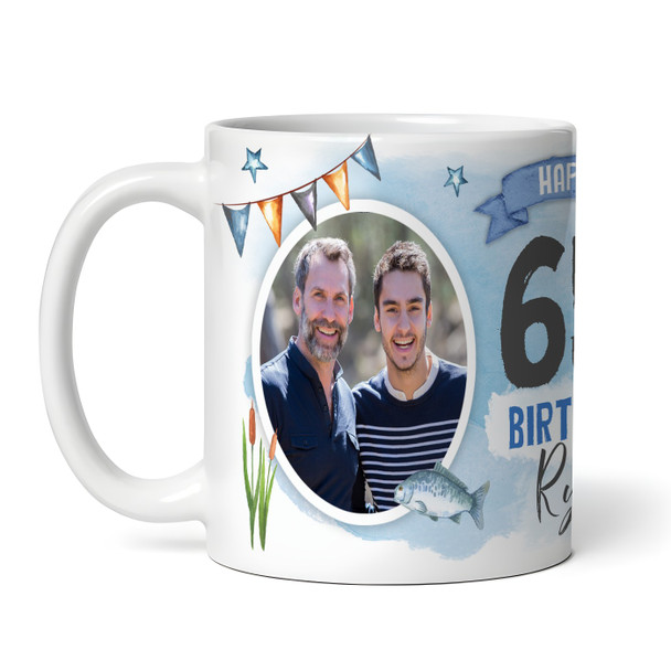 65th Birthday Gift Fishing Present For Angler For Him Photo Personalised Mug
