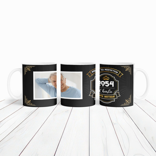 70th Birthday Gift For Him For Her Aged To Perfection Photo Personalised Mug