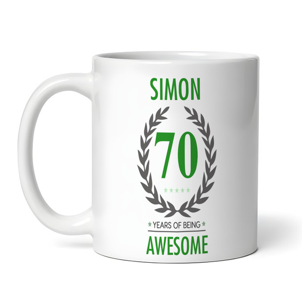 70th Birthday Gift For Man Green Male Mens 70 Birthday Present Personalised Mug