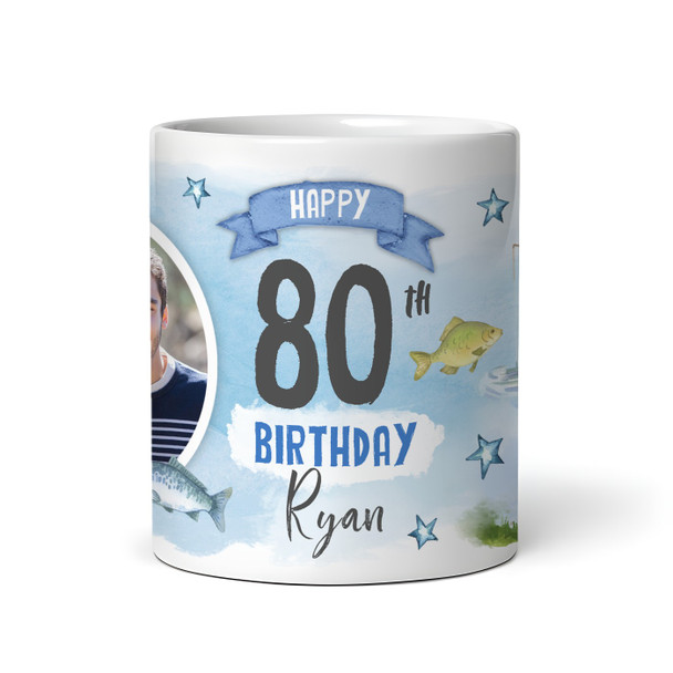 80th Birthday Gift Fishing Present For Angler For Him Photo Personalised Mug