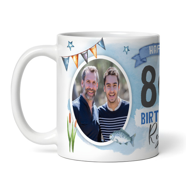 80th Birthday Gift Fishing Present For Angler For Him Photo Personalised Mug