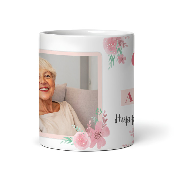 90th Birthday Gift For Her Pink Flower Photo Tea Coffee Cup Personalised Mug