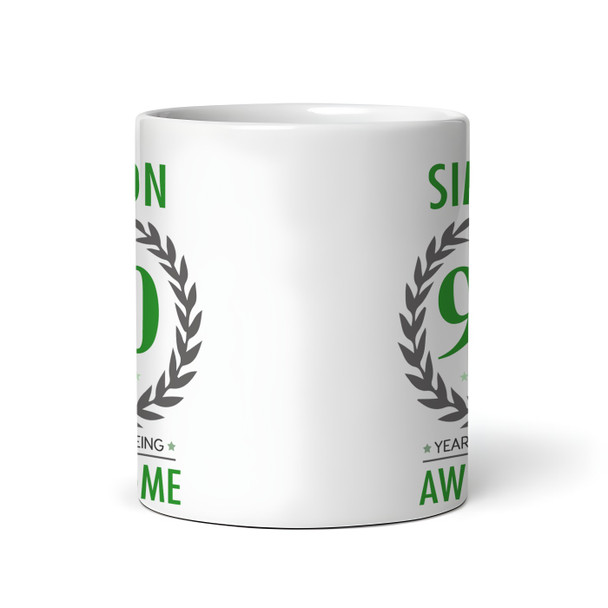 90th Birthday Gift For Man Green Male Mens 90 Birthday Present Personalised Mug