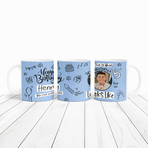 15th Birthday Gift For Boys Circle Photo Tea Coffee Cup Personalised Mug