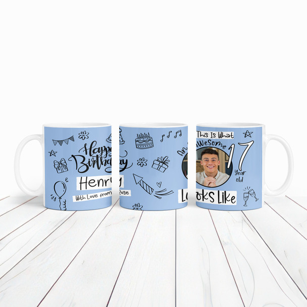 17th Birthday Gift For Boys Circle Photo Tea Coffee Cup Personalised Mug