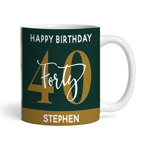 40th Birthday Photo Gift For Him Green Gold Tea Coffee Cup Personalised Mug