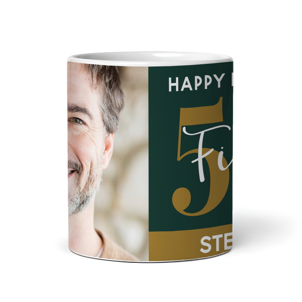 50th Birthday Photo Gift For Him Green Gold Tea Coffee Cup Personalised Mug