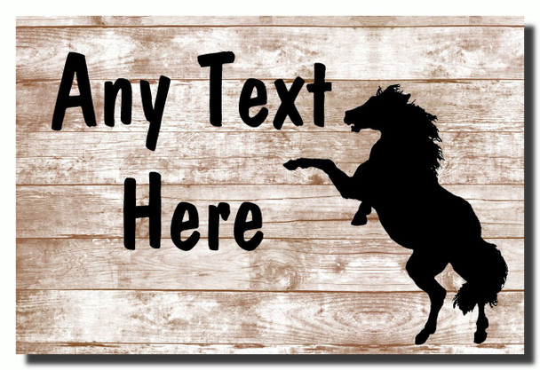 Stallion Horse Shabby Wooden Effect Personalised Jumbo Fridge Magnet