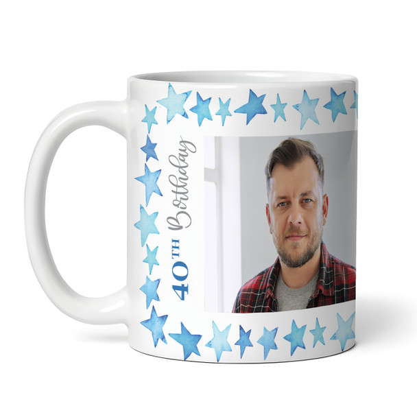 40th Birthday Gift For Him Blue Star Photo Tea Coffee Cup Personalised Mug