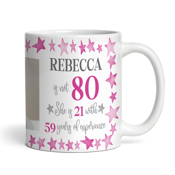 80th Birthday Gift For Her Pink Star Photo Tea Coffee Cup Personalised Mug