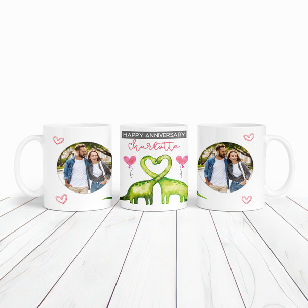 Cute Dinosaur Anniversary Gift For Husband For Wife Photo Personalised Mug