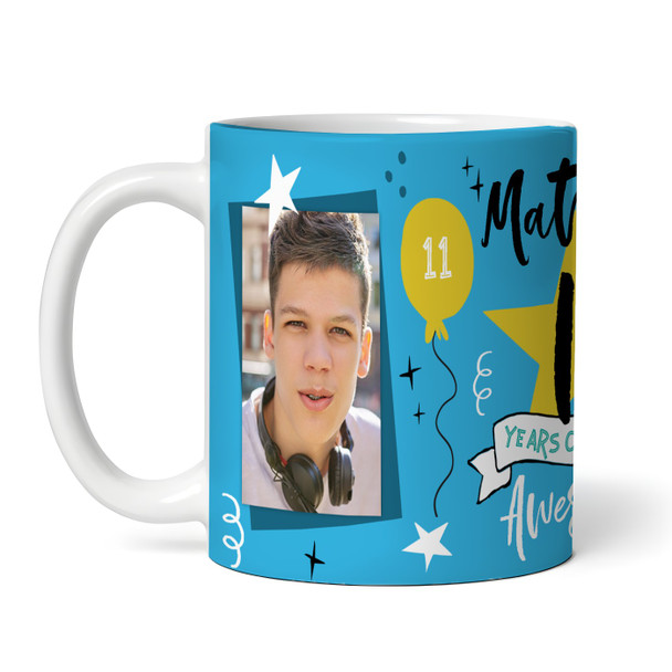 11 Years Photo Blue 11th Birthday Gift For Boy Tea Coffee Cup Personalised Mug