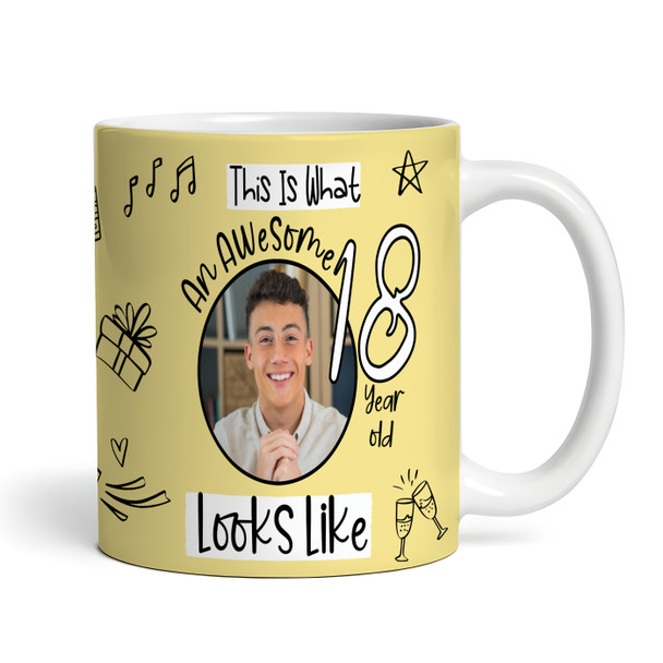 18th Birthday Gift Circle Photo Yellow Tea Coffee Cup Personalised Mug