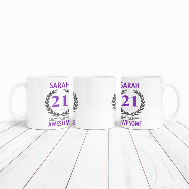 21st Birthday Gift For Women Purple Ladies Birthday Present Personalised Mug