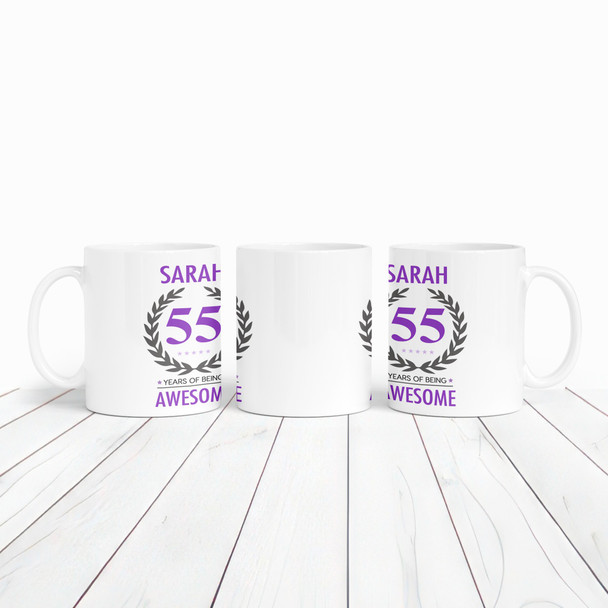 55th Birthday Gift For Women Purple Ladies Birthday Present Personalised Mug