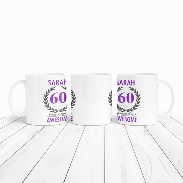 60th Birthday Gift For Women Purple Ladies Birthday Present Personalised Mug