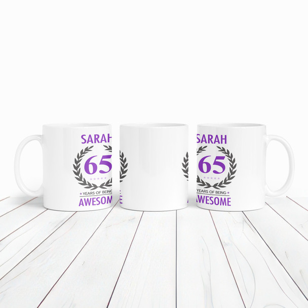 65th Birthday Gift For Women Purple Ladies Birthday Present Personalised Mug