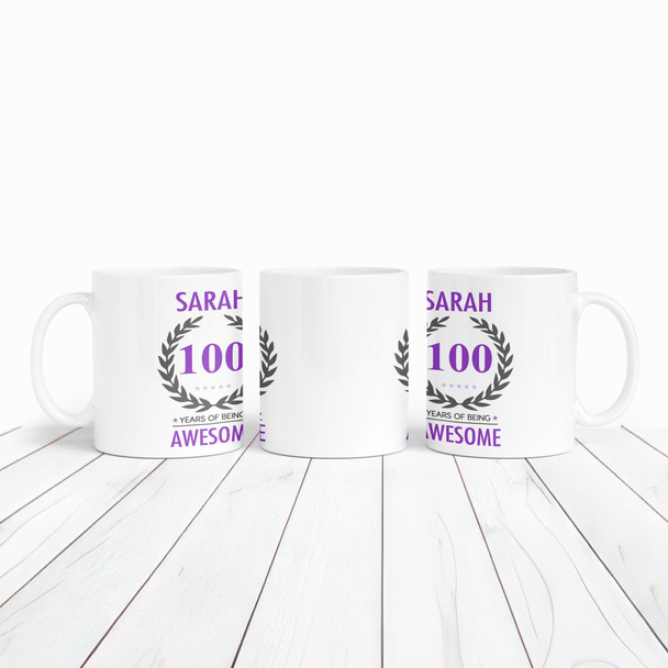 100th Birthday Gift For Women Purple Ladies Birthday Present Personalised Mug