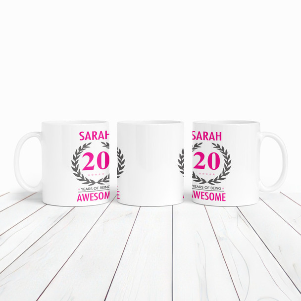 20th Birthday Gift For Women Pink Ladies Birthday Present Personalised Mug