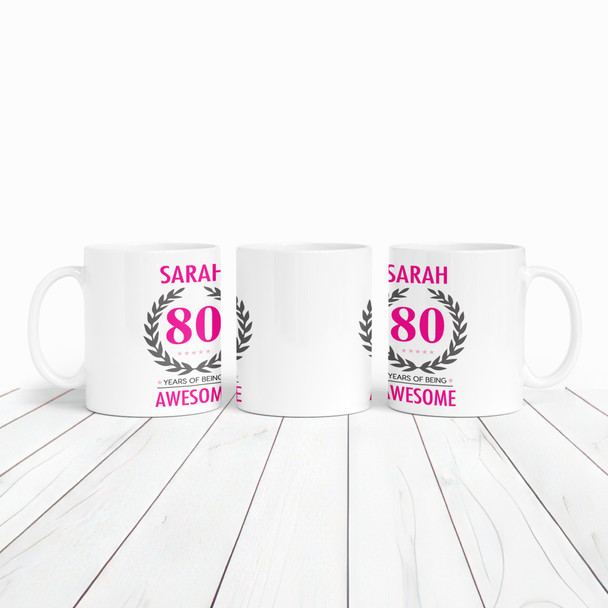 80th Birthday Gift For Women Pink Ladies Birthday Present Personalised Mug