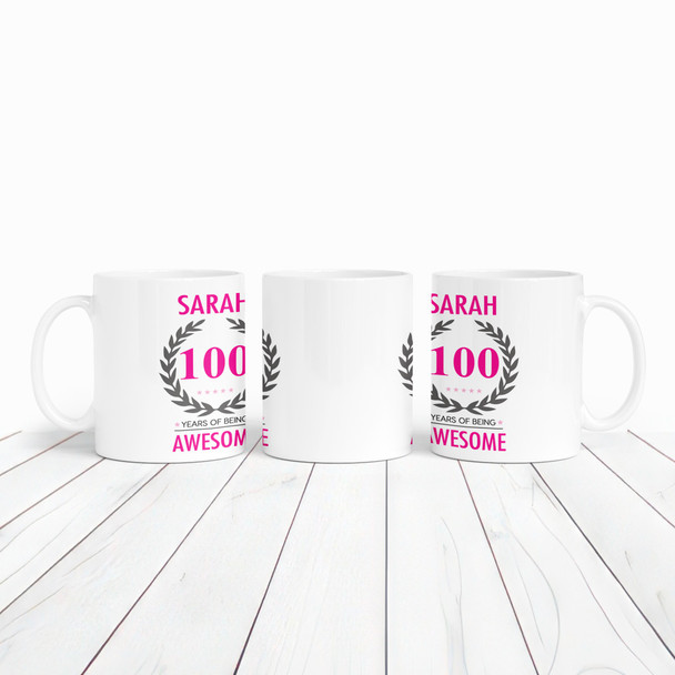 100th Birthday Gift For Women Pink Ladies Birthday Present Personalised Mug
