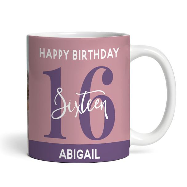 16th Birthday Photo Gift Dusky Pink Tea Coffee Cup Personalised Mug