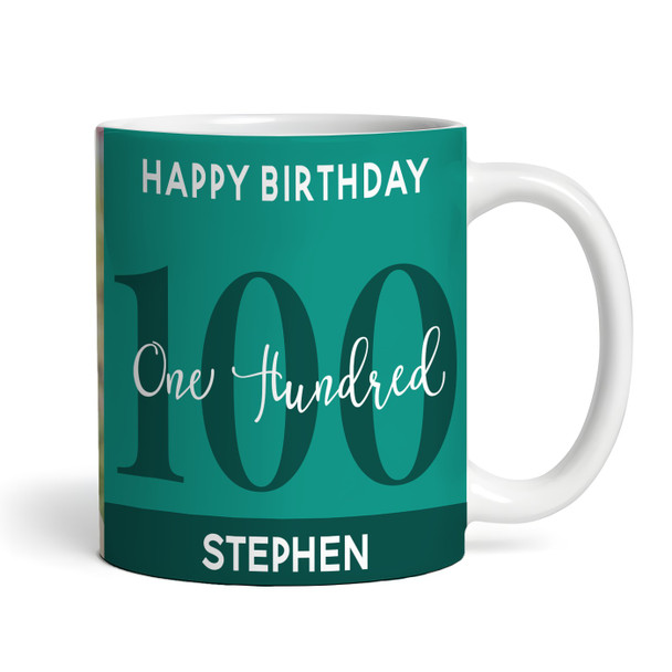 100th Birthday Photo Gift For Him Green Tea Coffee Cup Personalised Mug