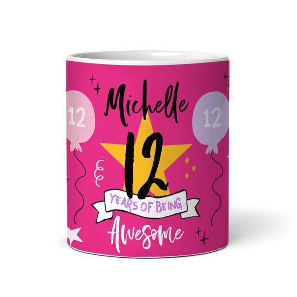 12 Years Photo Pink 12th Birthday Gift For Girl Awesome Personalised Mug