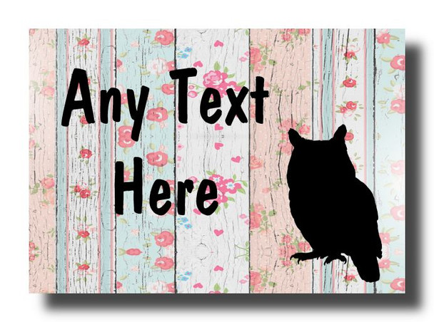 Owl Shabby Wood Personalised Jumbo Fridge Magnet