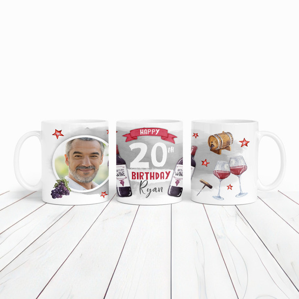 20th Birthday Gift Red Wine Photo Tea Coffee Cup Personalised Mug