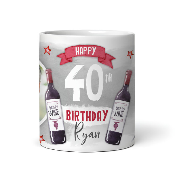 40th Birthday Gift Red Wine Photo Tea Coffee Cup Personalised Mug